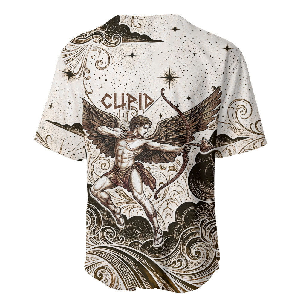 Eros Greek Mythology Cupid God Of Love Baseball Jersey Winged Archer Eros Bow Arrow And Celestial Clouds