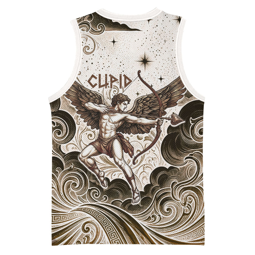 Eros Greek Mythology Cupid God Of Love Basketball Jersey Winged Archer Eros Bow Arrow And Celestial Clouds