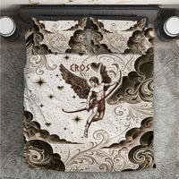 Eros Greek Mythology Cupid God Of Love Bedding Set Winged Archer Eros Bow Arrow And Celestial Clouds