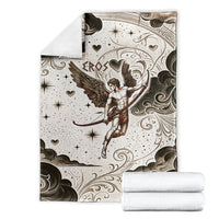 Eros Greek Mythology Cupid God Of Love Blanket Winged Archer Eros Bow Arrow And Celestial Clouds