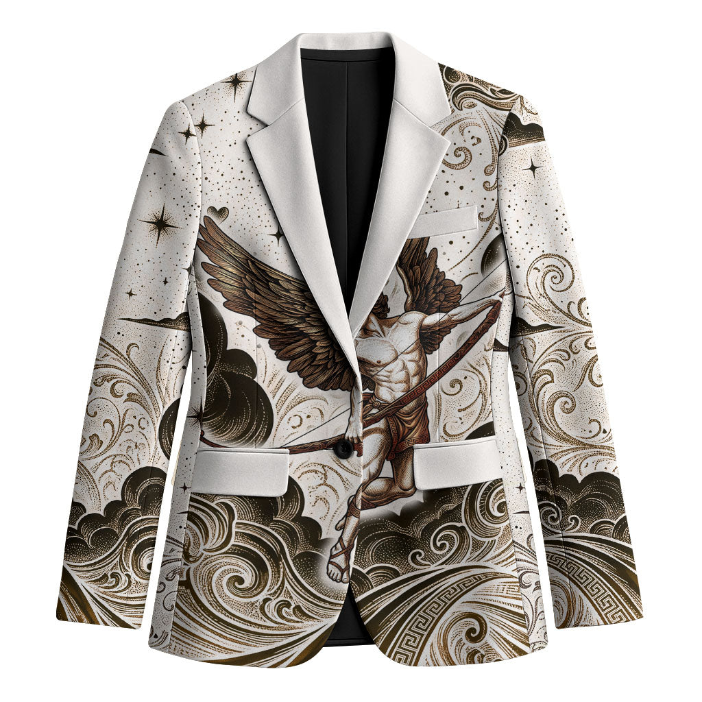 Eros Greek Mythology Cupid God Of Love Blazer Winged Archer Eros Bow Arrow And Celestial Clouds