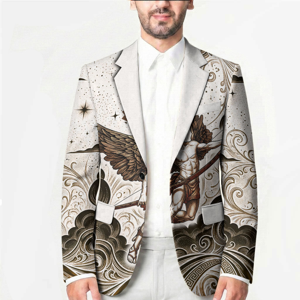 Eros Greek Mythology Cupid God Of Love Blazer Winged Archer Eros Bow Arrow And Celestial Clouds