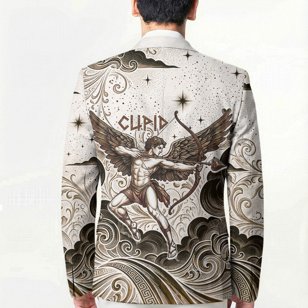 Eros Greek Mythology Cupid God Of Love Blazer Winged Archer Eros Bow Arrow And Celestial Clouds