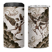 Eros Greek Mythology Cupid God Of Love 4 in 1 Can Cooler Tumbler Winged Archer Eros Bow Arrow And Celestial Clouds