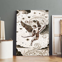 Eros Greek Mythology Cupid God Of Love Canvas Wall Art Winged Archer Eros Bow Arrow And Celestial Clouds