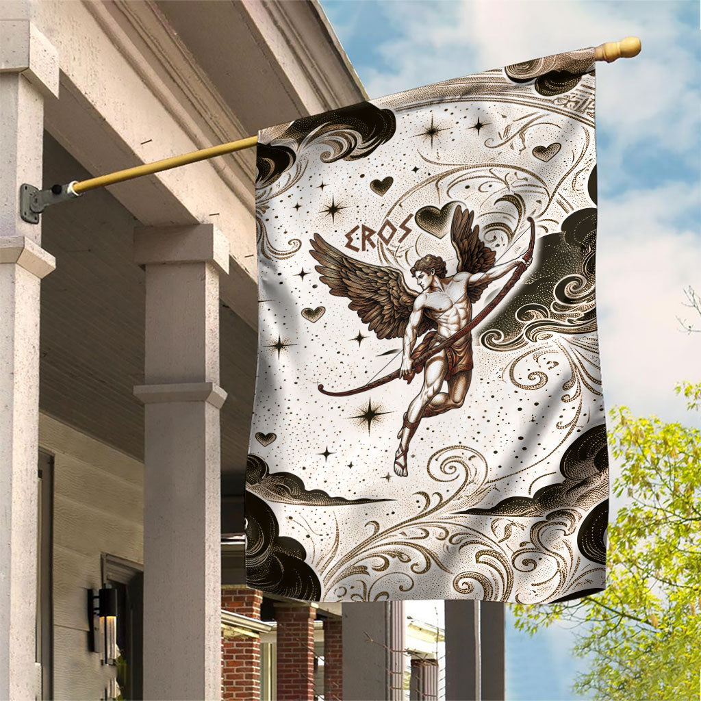 Eros Greek Mythology Cupid God Of Love Garden Flag Winged Archer Eros Bow Arrow And Celestial Clouds