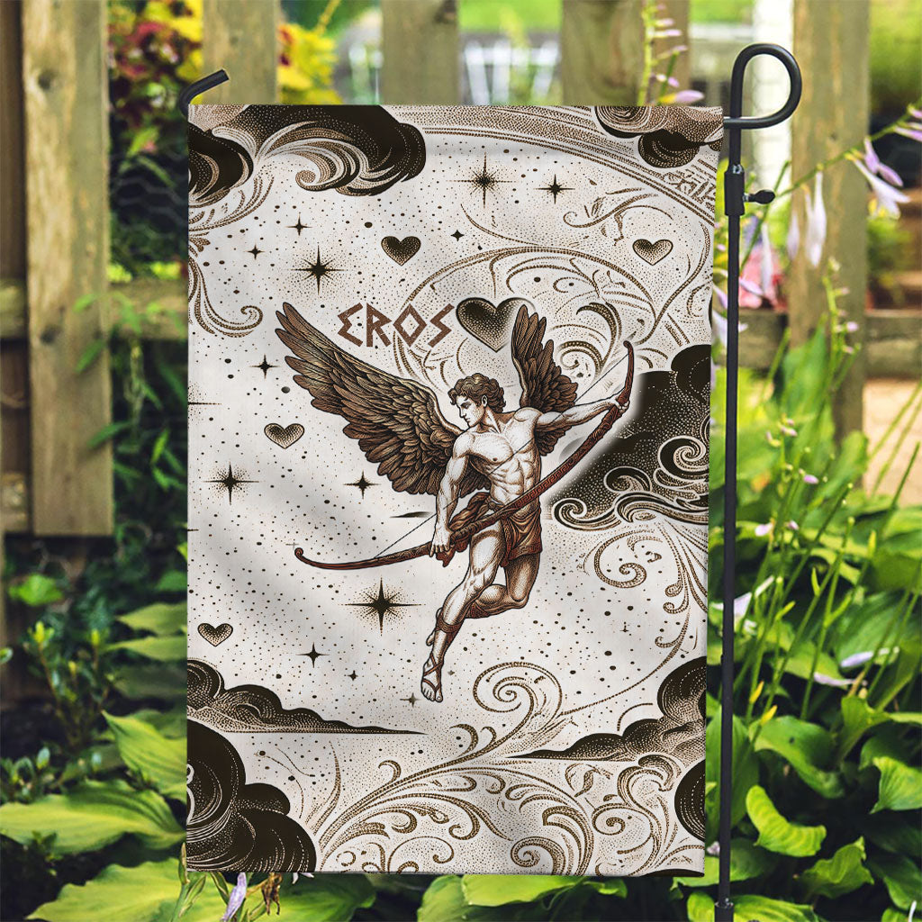 Eros Greek Mythology Cupid God Of Love Garden Flag Winged Archer Eros Bow Arrow And Celestial Clouds