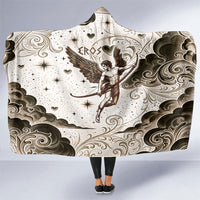 Eros Greek Mythology Cupid God Of Love Hooded Blanket Winged Archer Eros Bow Arrow And Celestial Clouds