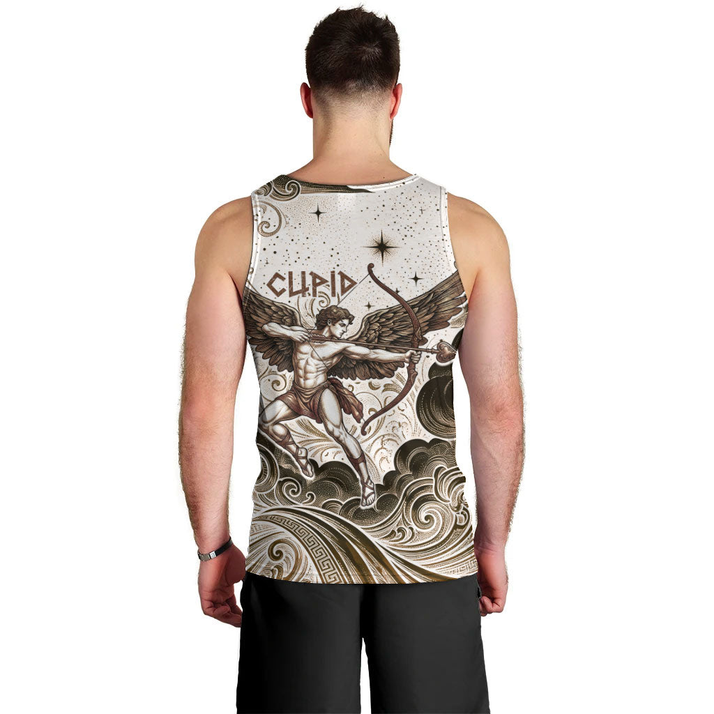 Eros Greek Mythology Cupid God Of Love Men Tank Top Winged Archer Eros Bow Arrow And Celestial Clouds