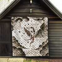 Eros Greek Mythology Cupid God Of Love Quilt Winged Archer Eros Bow Arrow And Celestial Clouds