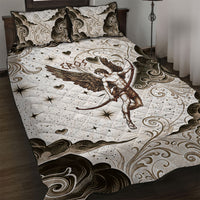 Eros Greek Mythology Cupid God Of Love Quilt Bed Set Winged Archer Eros Bow Arrow And Celestial Clouds