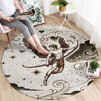 Eros Greek Mythology Cupid God Of Love Round Carpet Winged Archer Eros Bow Arrow And Celestial Clouds