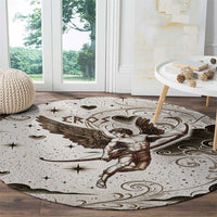 Eros Greek Mythology Cupid God Of Love Round Carpet Winged Archer Eros Bow Arrow And Celestial Clouds