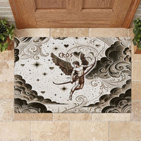 Eros Greek Mythology Cupid God Of Love Rubber Doormat Winged Archer Eros Bow Arrow And Celestial Clouds