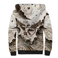 Eros Greek Mythology Cupid God Of Love Sherpa Hoodie Winged Archer Eros Bow Arrow And Celestial Clouds
