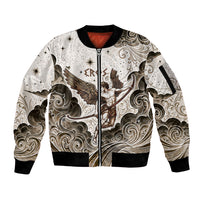 Eros Greek Mythology Cupid God Of Love Sleeve Zip Bomber Jacket Winged Archer Eros Bow Arrow And Celestial Clouds