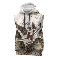 Eros Greek Mythology Cupid God Of Love Sleeveless Hoodie Winged Archer Eros Bow Arrow And Celestial Clouds