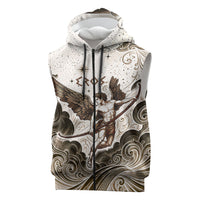 Eros Greek Mythology Cupid God Of Love Sleeveless Zip Hoodie Winged Archer Eros Bow Arrow And Celestial Clouds