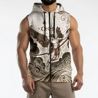 Eros Greek Mythology Cupid God Of Love Sleeveless Zip Hoodie Winged Archer Eros Bow Arrow And Celestial Clouds