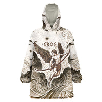 Eros Greek Mythology Cupid God Of Love Wearable Blanket Hoodie Winged Archer Eros Bow Arrow And Celestial Clouds