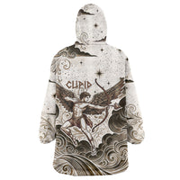 Eros Greek Mythology Cupid God Of Love Wearable Blanket Hoodie Winged Archer Eros Bow Arrow And Celestial Clouds