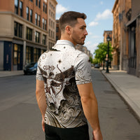 Eros Greek Mythology Cupid God Of Love Zipper Polo Shirt Winged Archer Eros Bow Arrow And Celestial Clouds