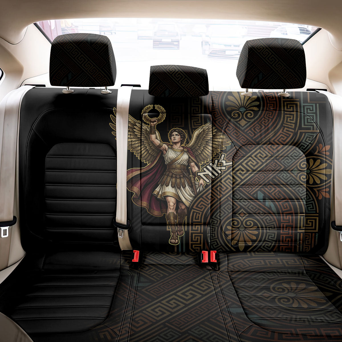 Nike Goddess Back Car Seat Cover Ancient Greece Laurel Wreath And Greek Key
