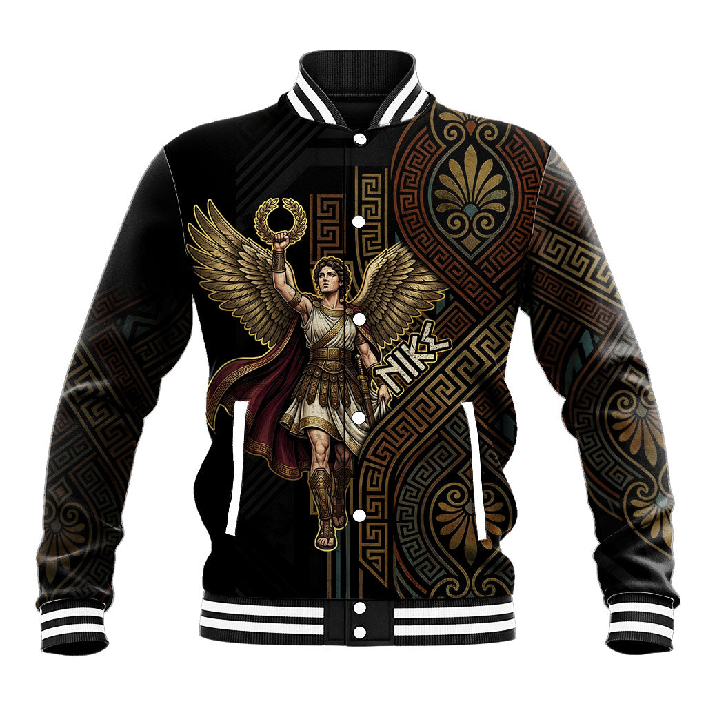 Nike Goddess Baseball Jacket Ancient Greece Laurel Wreath And Greek Key