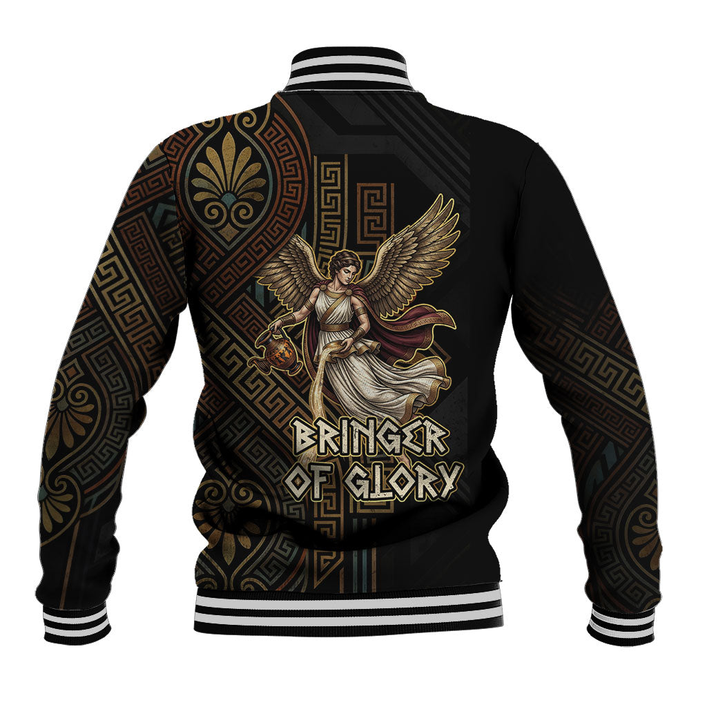 Nike Goddess Baseball Jacket Ancient Greece Laurel Wreath And Greek Key