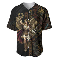 Nike Goddess Baseball Jersey Ancient Greece Laurel Wreath And Greek Key