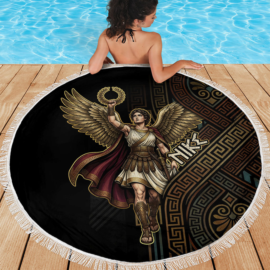 Nike Goddess Beach Blanket Ancient Greece Laurel Wreath And Greek Key