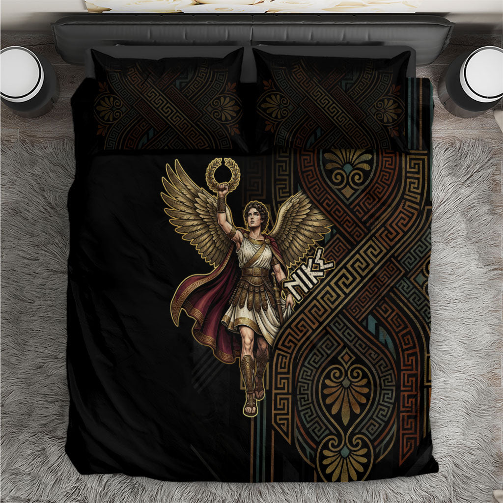 Nike Goddess Bedding Set Ancient Greece Laurel Wreath And Greek Key