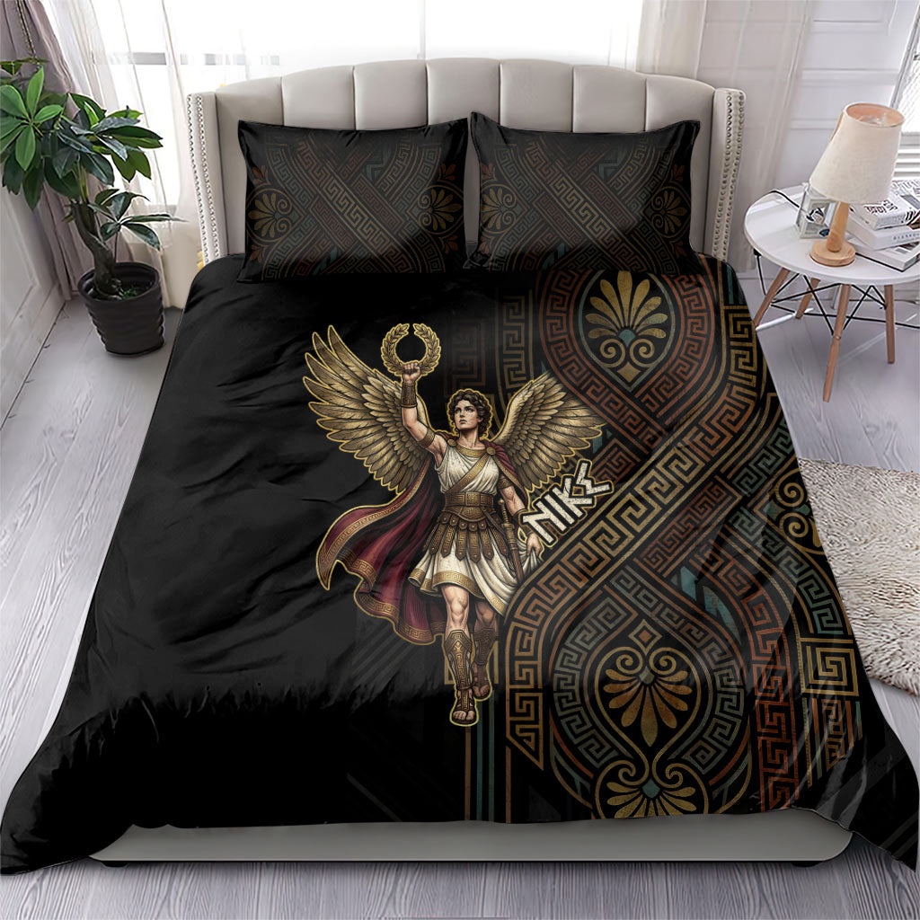 Nike Goddess Bedding Set Ancient Greece Laurel Wreath And Greek Key