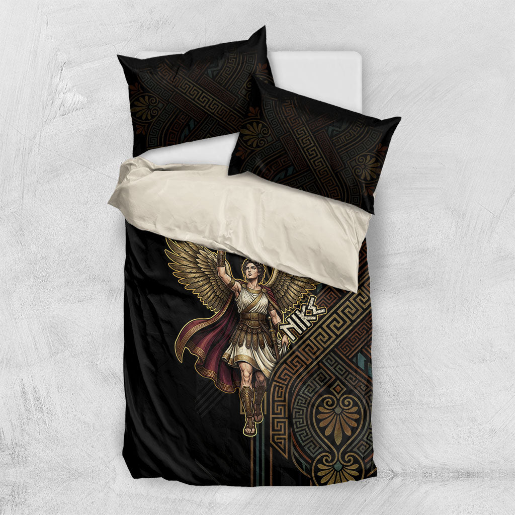 Nike Goddess Bedding Set Ancient Greece Laurel Wreath And Greek Key