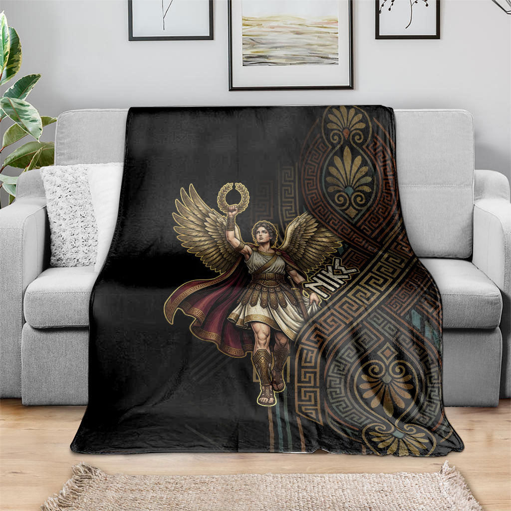 Nike Goddess Blanket Ancient Greece Laurel Wreath And Greek Key