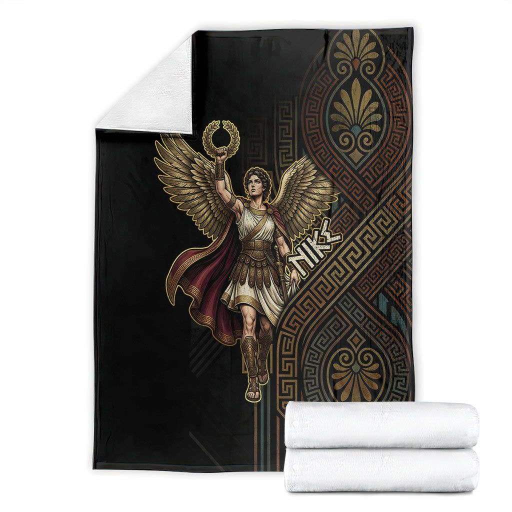 Nike Goddess Blanket Ancient Greece Laurel Wreath And Greek Key