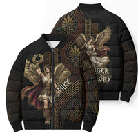 Nike Goddess Bomber Puffer Jacket Ancient Greece Laurel Wreath And Greek Key