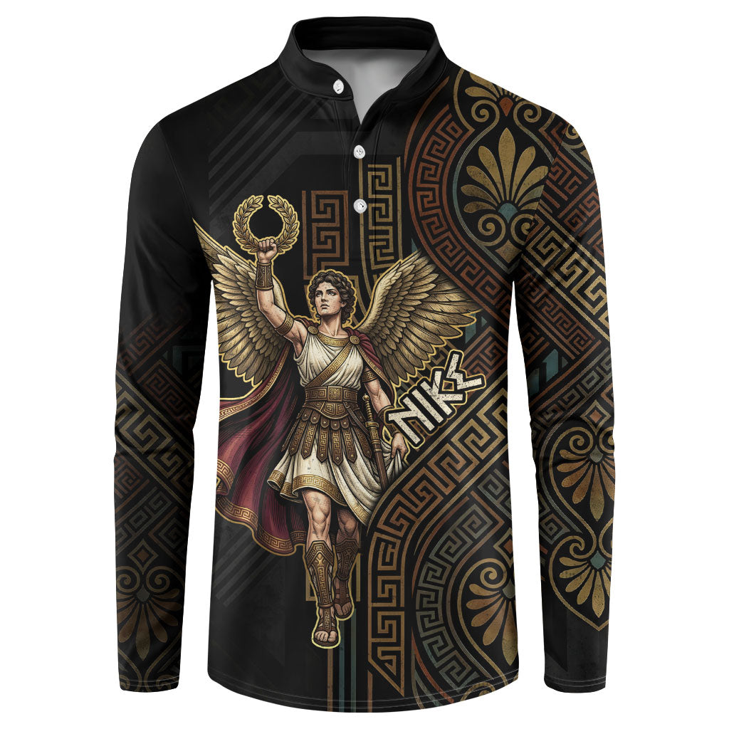 Nike Goddess Button Sweatshirt Ancient Greece Laurel Wreath And Greek Key