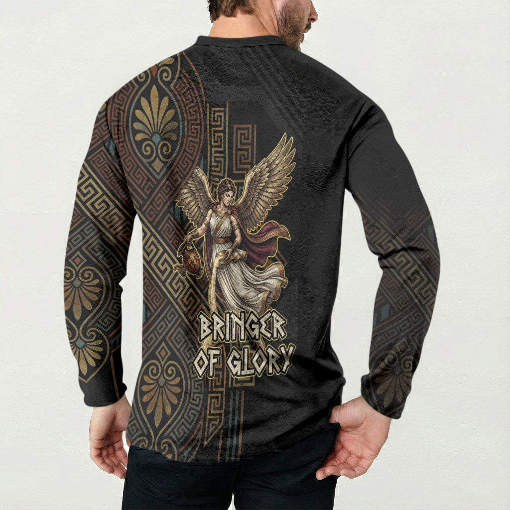Nike Goddess Button Sweatshirt Ancient Greece Laurel Wreath And Greek Key