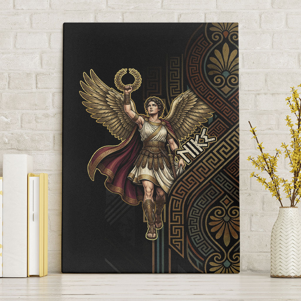 Nike Goddess Canvas Wall Art Ancient Greece Laurel Wreath And Greek Key