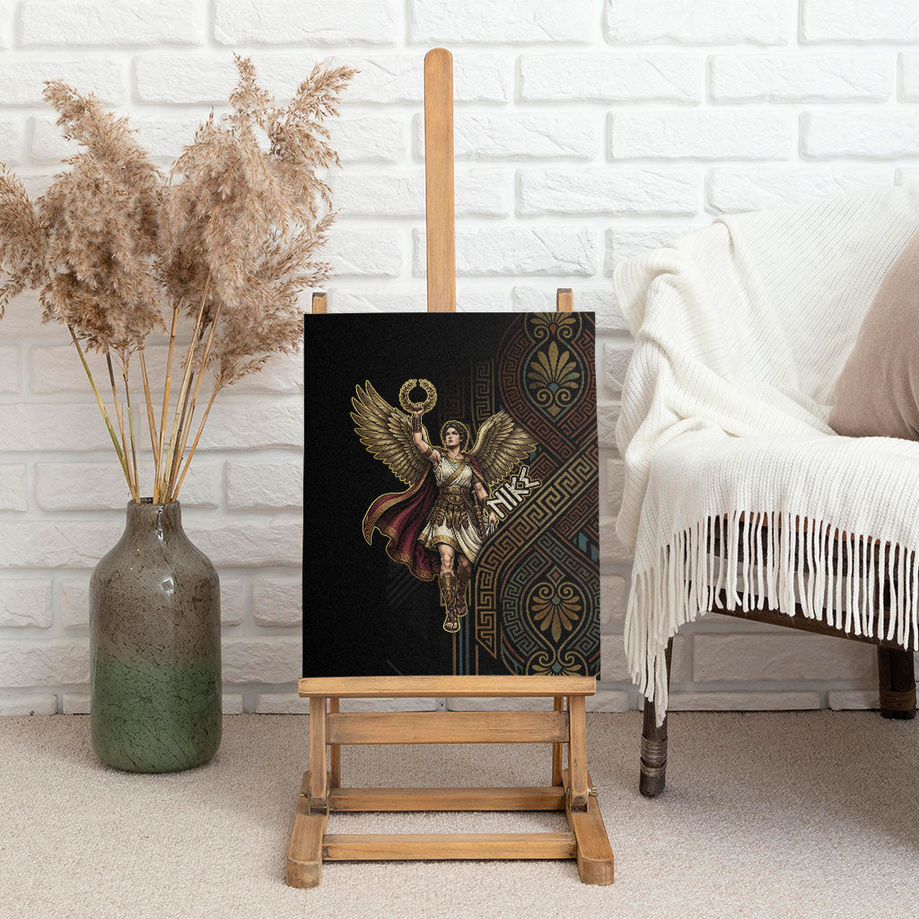 Nike Goddess Canvas Wall Art Ancient Greece Laurel Wreath And Greek Key