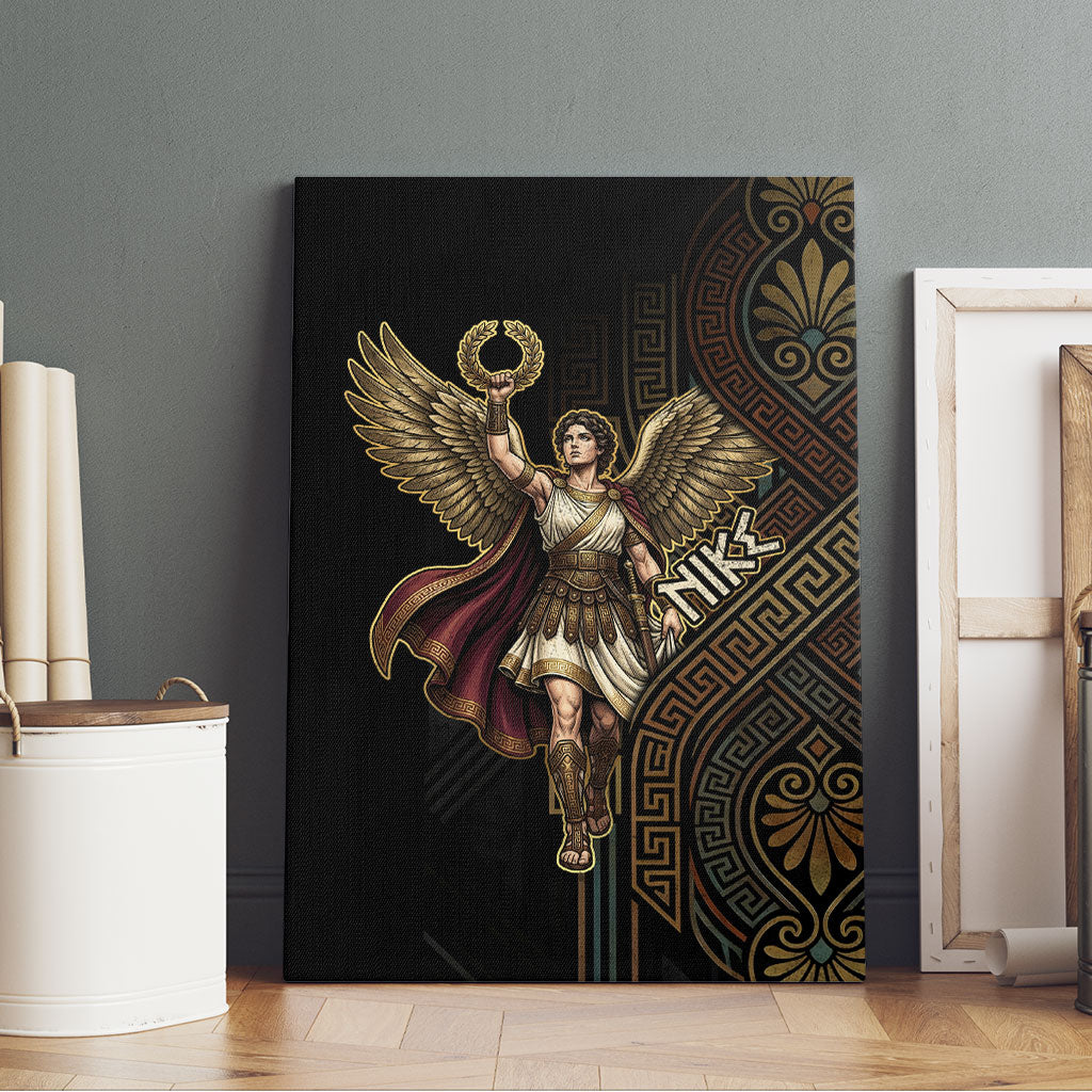 Nike Goddess Canvas Wall Art Ancient Greece Laurel Wreath And Greek Key