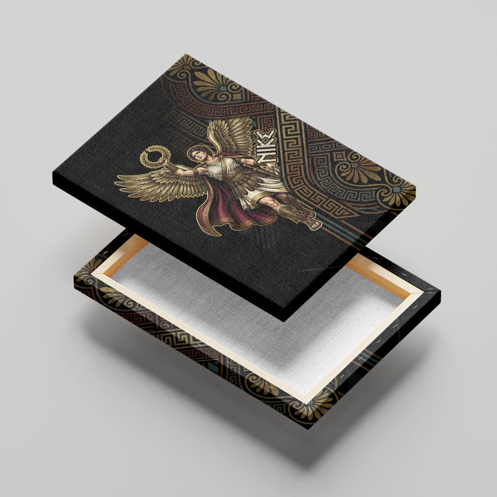 Nike Goddess Canvas Wall Art Ancient Greece Laurel Wreath And Greek Key