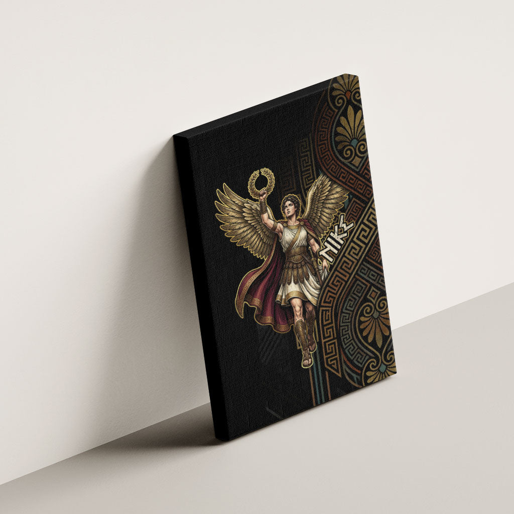 Nike Goddess Canvas Wall Art Ancient Greece Laurel Wreath And Greek Key