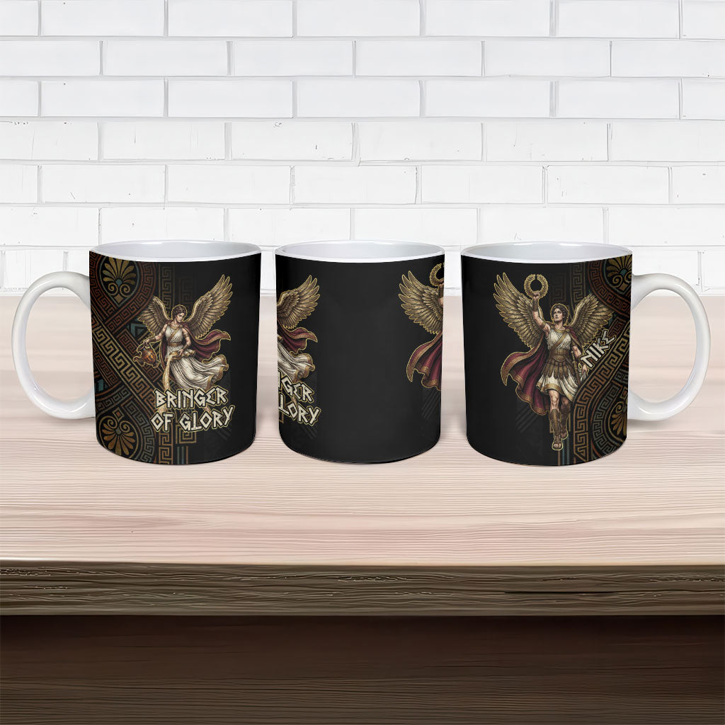 Nike Goddess Ceramic Mug Ancient Greece Laurel Wreath And Greek Key