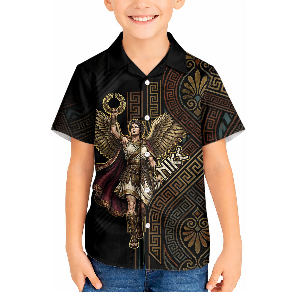 Nike Goddess Kid Hawaiian Shirt Ancient Greece Laurel Wreath And Greek Key