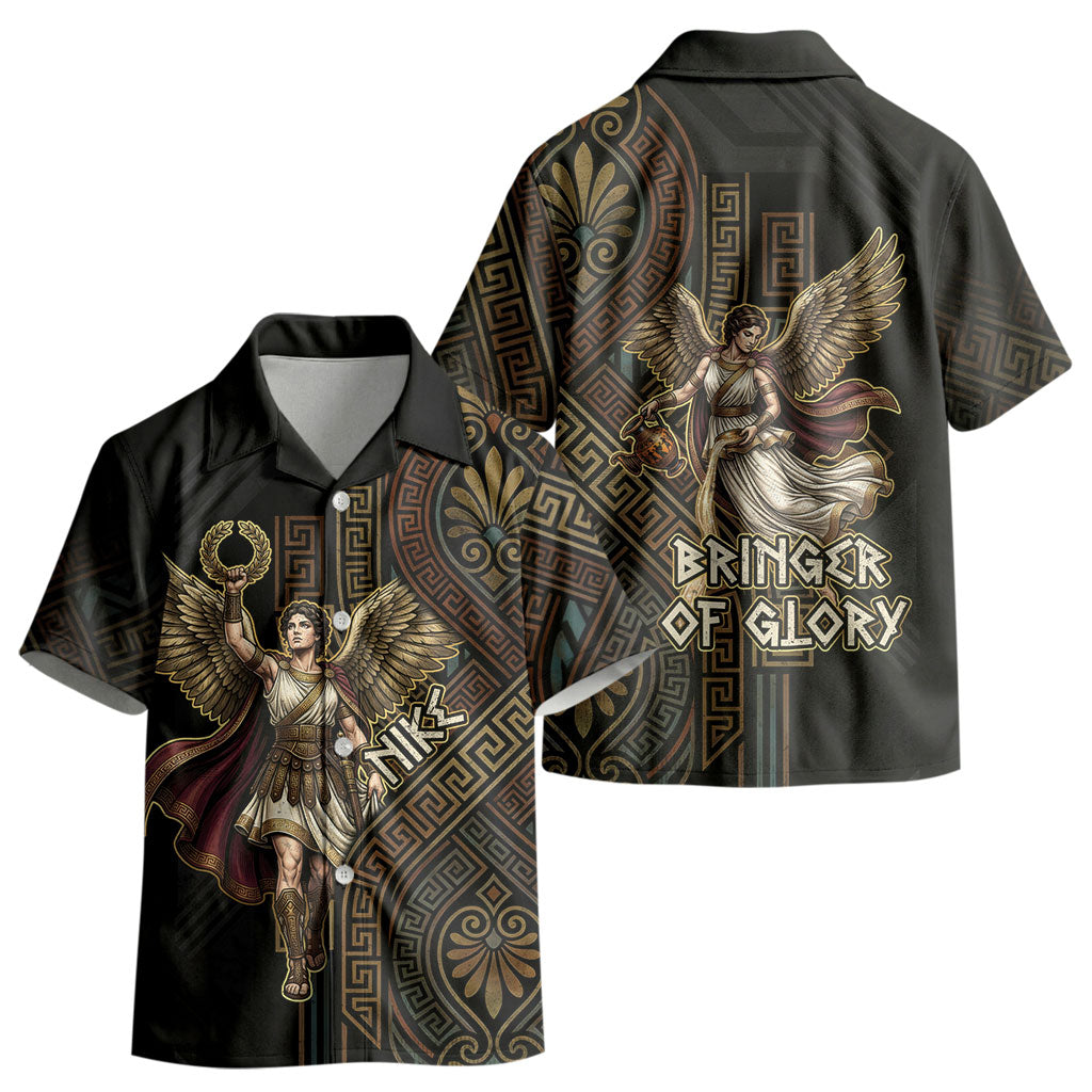 Nike Goddess Kid Hawaiian Shirt Ancient Greece Laurel Wreath And Greek Key