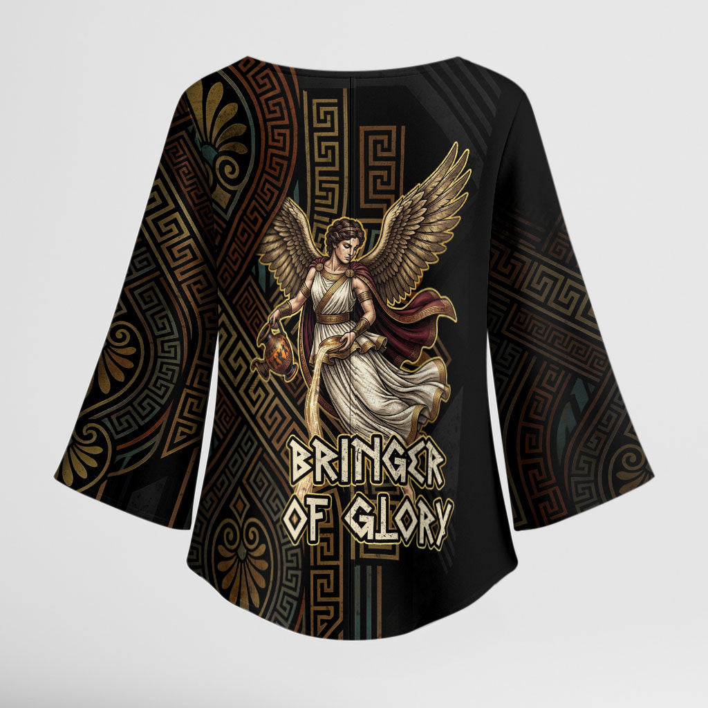 Nike Goddess Kimono Sleeve Blouse Ancient Greece Laurel Wreath And Greek Key