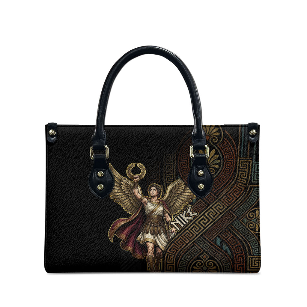Nike Goddess Leather Bag Ancient Greece Laurel Wreath And Greek Key