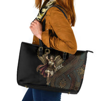 Nike Goddess Leather Tote Bag Ancient Greece Laurel Wreath And Greek Key